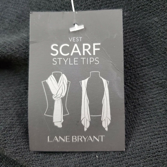 CC - Lane Bryant Women Vest One Size Solid Black Sleeveless Kimono Layering NWT - Picture 3 of 7